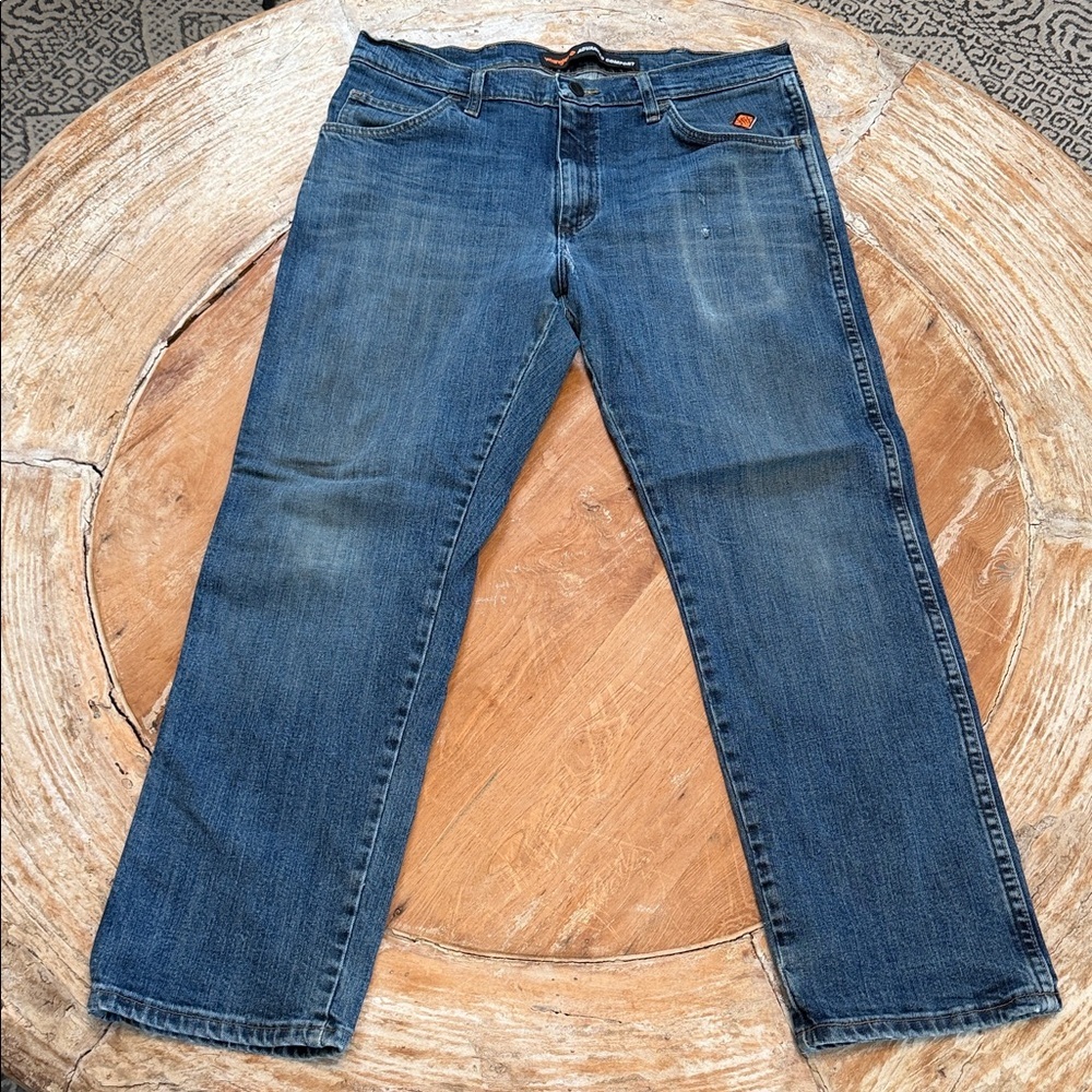 WRANGLER FR Advanced Comfort Relaxed Medium Wash Denim, Men’s 34 x 30